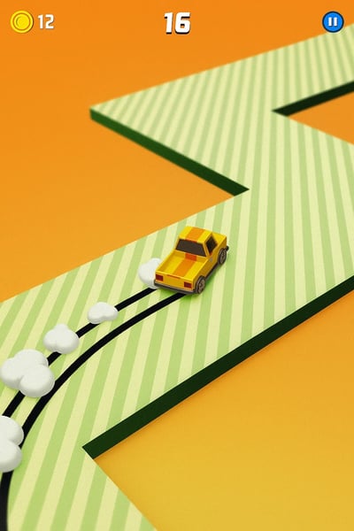 Drift Boss game over screen displaying final score of 66 and best score of 312 with helpful tips.